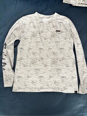 Boys Long Sleeve Camouflage Print Shirt - White/Grey